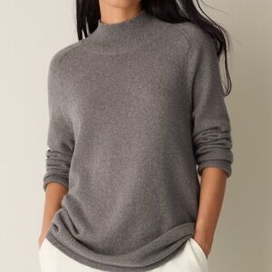 Eileen Fisher Cotton & Recycled Cashmere Turtleneck Long Top Ladies Gray Size Sm